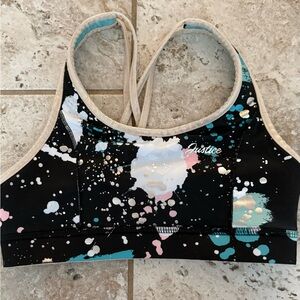 Justice Black Splatter Sports Bra Size 10